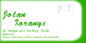 jolan koranyi business card